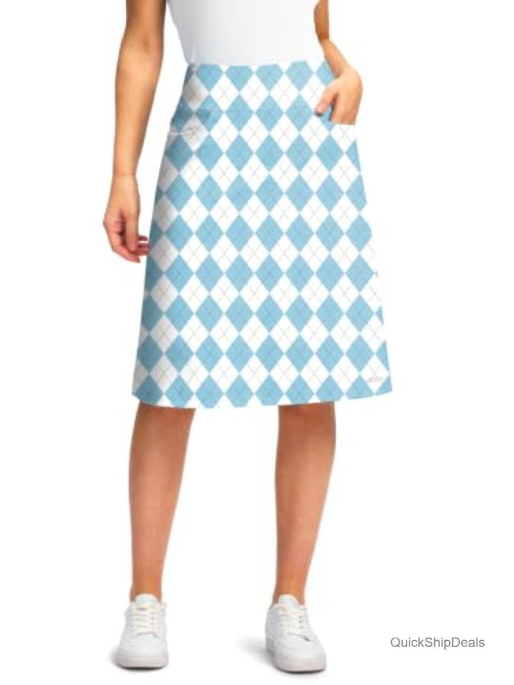 Women's Knee Length Skort with Zipper Pockets 7" Built In Shorts Golf